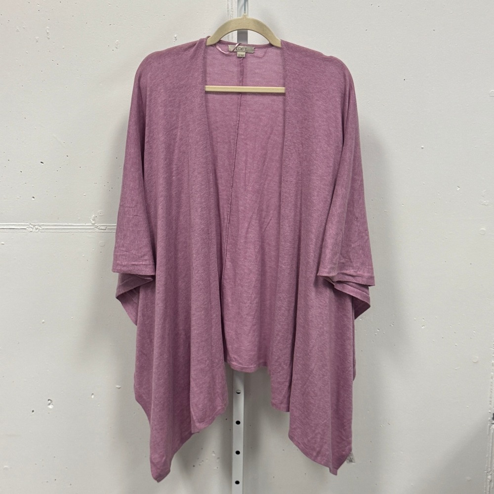 Loft Mauve Pink Open Front Cardigan Kimono Sleeve Cotton Blend One Size